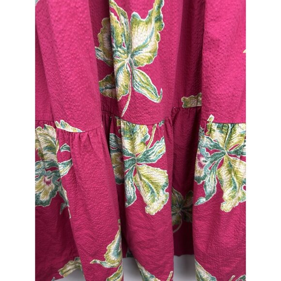 Faherty Dress Womens XS Lanai Seersucker Dress Orchid Blosson Tiered Pockets - Picture 14 of 16
